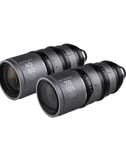 Laowa Sunlight Series — zoom full-frame anamorphic 2x (40–135mm qua 2 ống 40–80mm và 70–135mm), T4.5, thiết kế front-anamorphic, parfocal, vòng flare 4 màu (blue/amber/silver/clear), dreamy oval bokeh, mượt focus roll-off, Ø105mm thân trước, 77–95mm filter, bayonet PL (tùy chọn RF/Z/E/L).