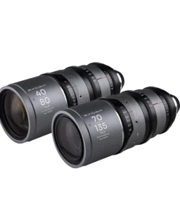 Laowa Sunlight Series — zoom full-frame anamorphic 2x (40–135mm qua 2 ống 40–80mm và 70–135mm), T4.5, thiết kế front-anamorphic, parfocal, vòng flare 4 màu (blue/amber/silver/clear), dreamy oval bokeh, mượt focus roll-off, Ø105mm thân trước, 77–95mm filter, bayonet PL (tùy chọn RF/Z/E/L).