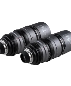 Laowa Sunlight Series — zoom full-frame anamorphic 2x (40–135mm qua 2 ống 40–80mm và 70–135mm), T4.5, thiết kế front-anamorphic, parfocal, vòng flare 4 màu (blue/amber/silver/clear), dreamy oval bokeh, mượt focus roll-off, Ø105mm thân trước, 77–95mm filter, bayonet PL (tùy chọn RF/Z/E/L).